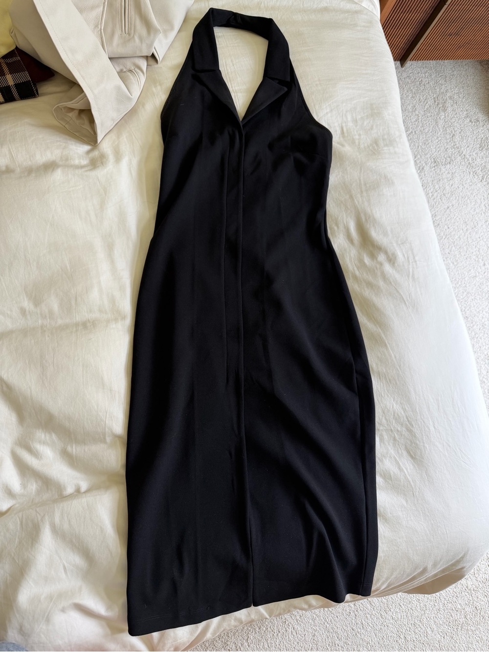 Zara Black Halter Midi Dress with Collar